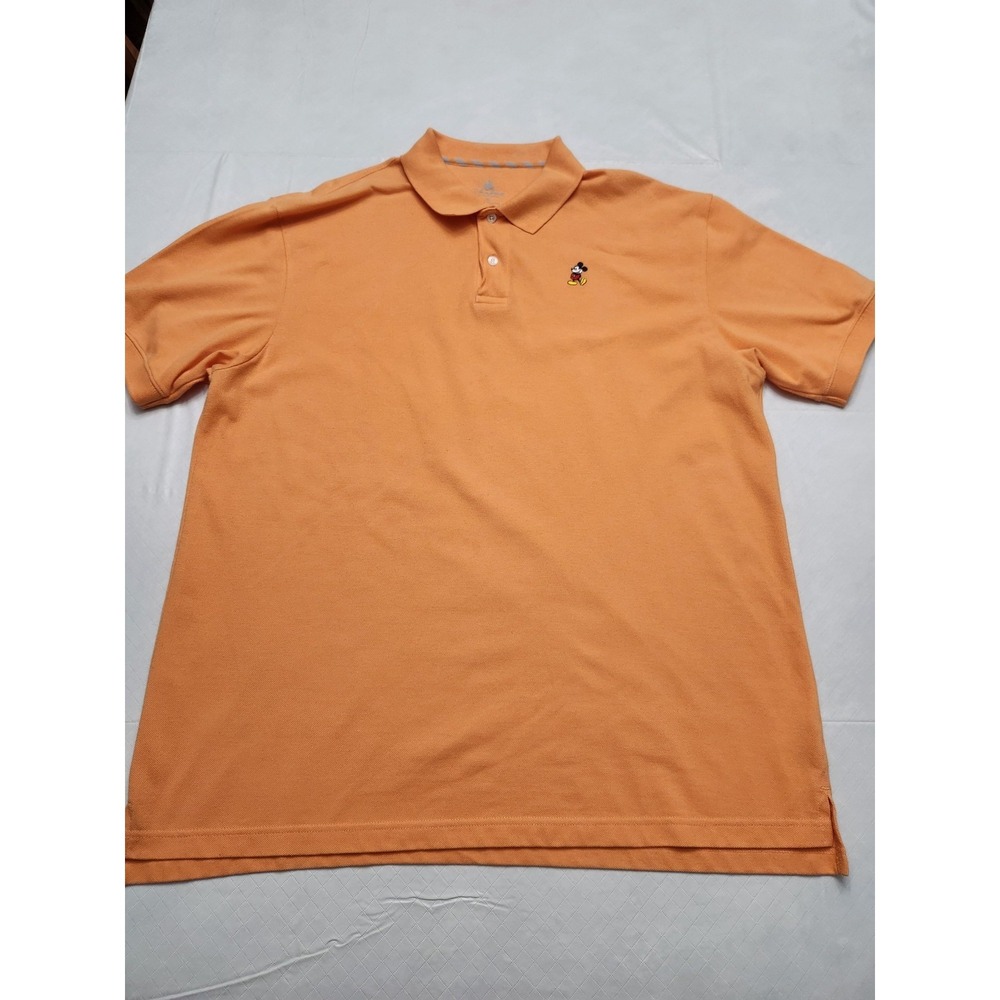 Disney Mickey Mouse Polo Shirt Mens XL Orange Creamsicle Casual Embroidered